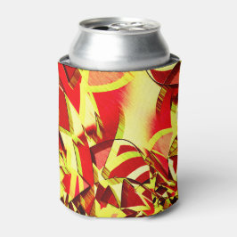 Gele strepen op rood, geboord afbeelding blikjeskoeler