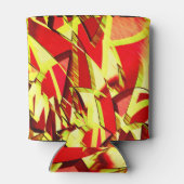 Gele strepen op rood, geboord afbeelding blikjeskoeler (Achterkant)