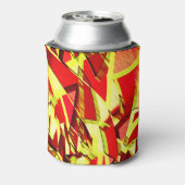 Gele strepen op rood, geboord afbeelding blikjeskoeler (Blikje Achterkant)