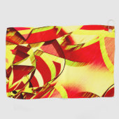 Gele strepen op rood, geboord afbeelding golfhanddoek (Horizontaal)