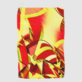 Gele strepen op rood, geboord afbeelding golfhanddoek
