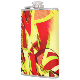 Gele strepen op rood, geboord afbeelding heupfles