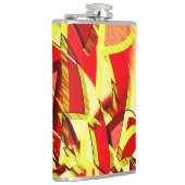 Gele strepen op rood, geboord afbeelding heupfles (Rechts)