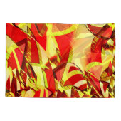 Gele strepen op rood, geboord afbeelding kussensloop (Achterkant-Links)