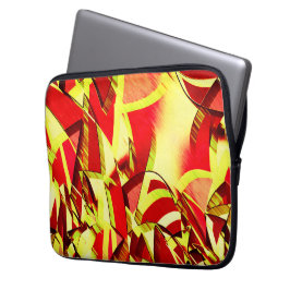 Gele strepen op rood, geboord afbeelding laptop sleeve