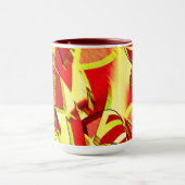 Gele strepen op rood, geboord afbeelding mok (Midden)