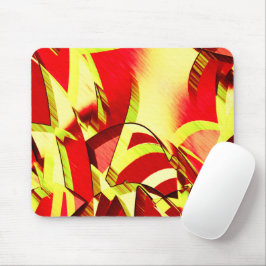 Gele strepen op rood, geboord afbeelding muismat