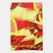 Gele strepen op rood, geboord afbeelding theedoek (Verticaal)