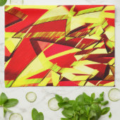 Gele strepen op rood, geboord afbeelding theedoek (Gevouwen)