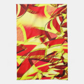 Gele strepen op rood, geboord afbeelding theedoek (Verticaal)