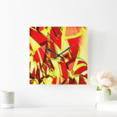 Gele strepen op rood, geboord afbeelding vierkante klok (Huis)