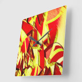 Gele strepen op rood, geboord afbeelding vierkante klok (Hoek)