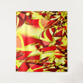 Gele strepen op rood, geboord afbeelding wandkleed (Voorkant)