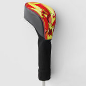 Gele strepen op rood, gedroogd afbeelding golfheadcover (Schuin)