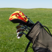 Gele strepen op rood, gedroogd afbeelding golfheadcover (Insitu)