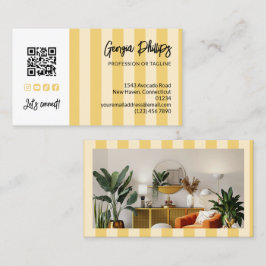 Gele Strepen QR Code Foto Sociale Media Iconen Visitekaartje