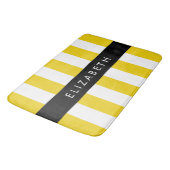 Gele strepen, streeppatroon, lijnen, Jouw naam Badmat (Gekanteld)