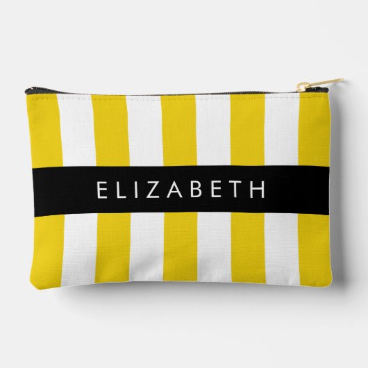 Gele strepen, streeppatroon, lijnen, Jouw naam Etui (Achterkant)