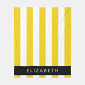 Gele strepen, streeppatroon, lijnen, Jouw naam Fleece Deken (Voorkant)