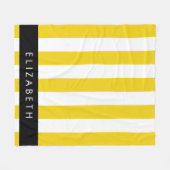 Gele strepen, streeppatroon, lijnen, Jouw naam Fleece Deken (Voorkant (Horizontaal))