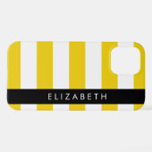 Gele strepen, streeppatroon, lijnen, Jouw naam iPhone Hoesje (Achterkant horizontaal)