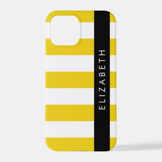 Gele strepen, streeppatroon, lijnen, Jouw naam iPhone Hoesje (Achterkant)