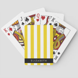 Gele strepen, streeppatroon, lijnen, Jouw naam Pokerkaarten