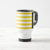 Gele strepen, streeppatroon, lijnen, Jouw naam Reisbeker (Voorkant rechts)