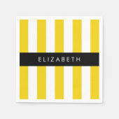 Gele strepen, streeppatroon, lijnen, Jouw naam Servet (Voorkant)