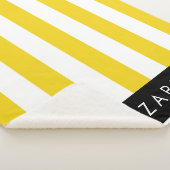 Gele strepen, streeppatroon, lijnen, Jouw naam Sherpa Deken (3/4)