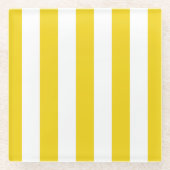 Gele strepen, witte strepen, gestreept patroon glazen onderzetter (Voorkant)