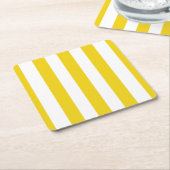 Gele strepen, witte strepen, gestreept patroon kartonnen onderzetters (Schuin)