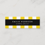 Gele strepen, witte strepen, gestreept patroon mini visitekaartje (Voorkant)