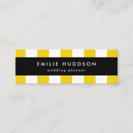 Gele strepen, witte strepen, gestreept patroon mini visitekaartje