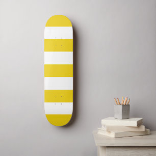 Gele strepen, witte strepen, gestreept patroon persoonlijk skateboard