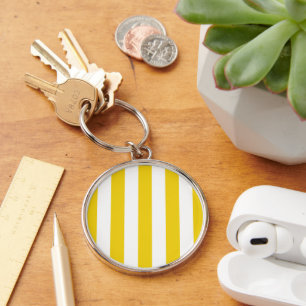 Gele strepen, witte strepen, gestreept patroon sleutelhanger