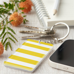 Gele strepen, witte strepen, gestreept patroon sleutelhanger
