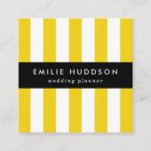 Gele strepen, witte strepen, gestreept patroon vierkante visitekaartje (Voorkant)