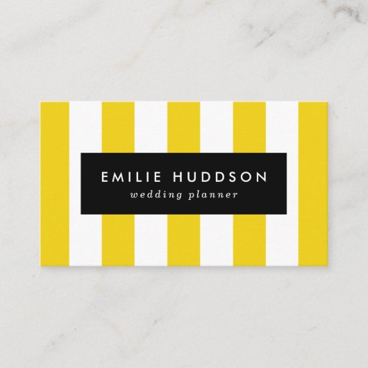 Gele strepen, witte strepen, gestreept patroon visitekaartje (Voorkant)