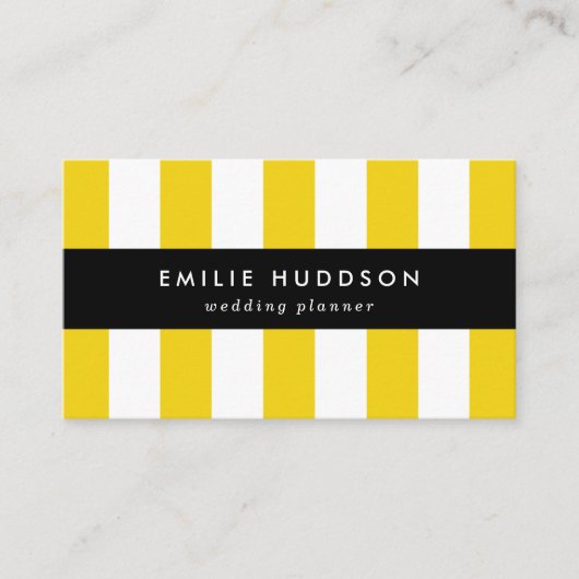 Gele strepen, witte strepen, gestreept patroon visitekaartje (Voorkant)