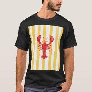 Gele Strepen Zomer Kreeft, keuken eetkamer T-shirt