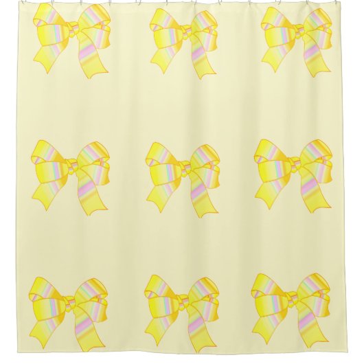 Gele strikken douchegordijn (Voorkant)