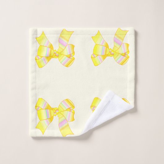 Gele strikken handdoek set (Wasdoekje)