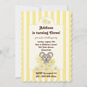 Gele Stripe Baby Koala Kinderen Verjaardaguitnodig Kaart (Voorkant)