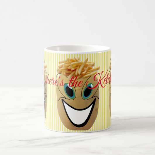 Gele Stripe Potato, Franse Fries, Ketchup? Mok (Center)