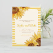 Gele Striped Sunflower Weddenschap Kaart (Staand voorkant)