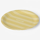 Gele stripes aangepast monogram papier bord (Gekanteld)