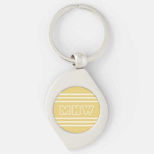Gele stripes aangepaste monogram sleutelketen sleutelhanger (Voorkant)