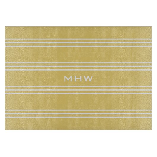 Gele stripes, aangepaste monogram snijplaten snijplank (Voorkant)