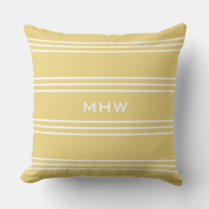 Gele Stripes aangepaste monogram stroomkussens Buitenkussen
